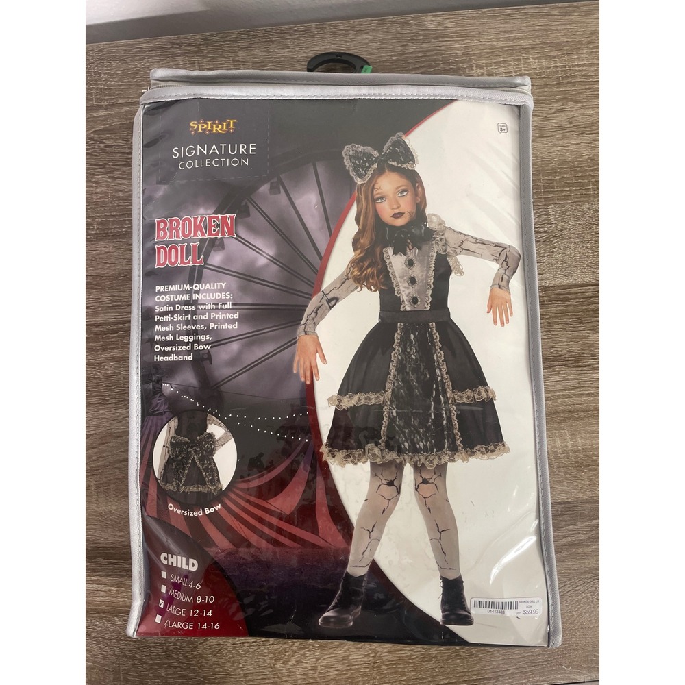 Spirit Halloween Broken Doll Costume Signature Collection Kids Large 12-14 Black - Picture 3 of 8